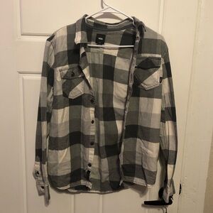 Vans men plaid white and grey flannel. Size small